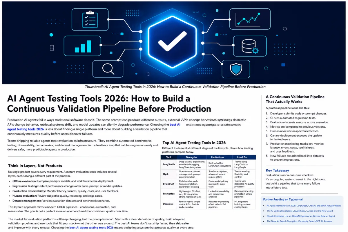 AI Agent Testing Tools in 2026: How to Build a Continuous Validation Pipeline Before Production