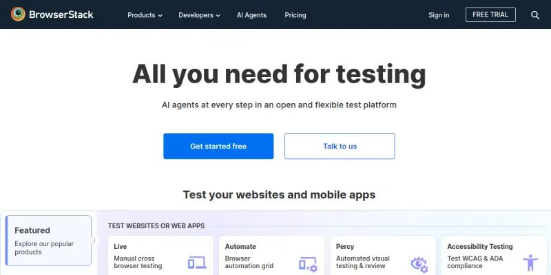 BrowserStack AI screenshot