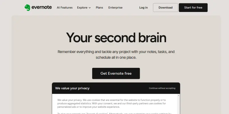 Evernote AI screenshot