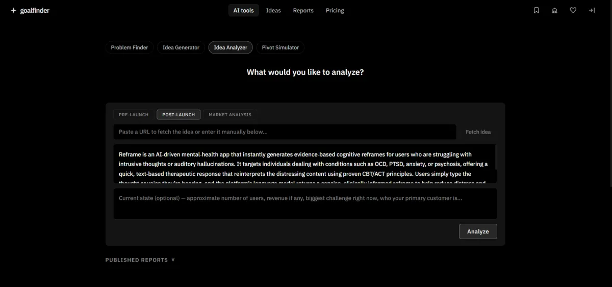 Goalfinder screenshot