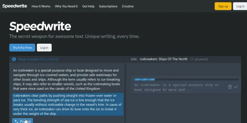 Speedwrite screenshot