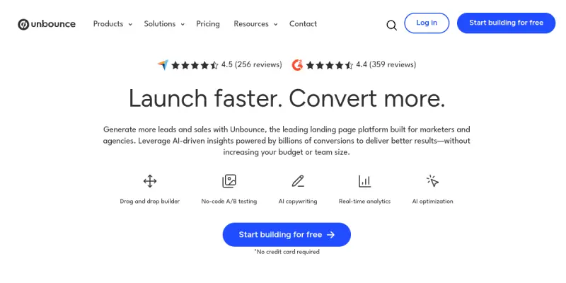 Unbounce screenshot