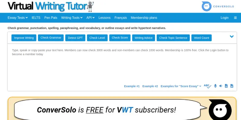 Virtual Writing Tutor screenshot