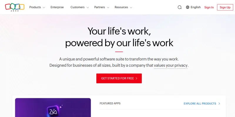 Zoho CRM AI screenshot