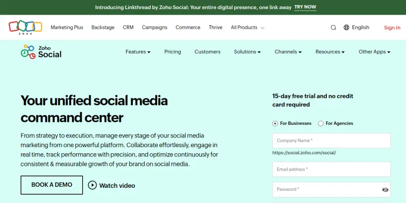 Zoho Social AI screenshot