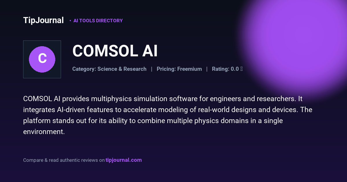 COMSOL AI — COMSOL - Software for Multiphysics Simulation | Pricing ...