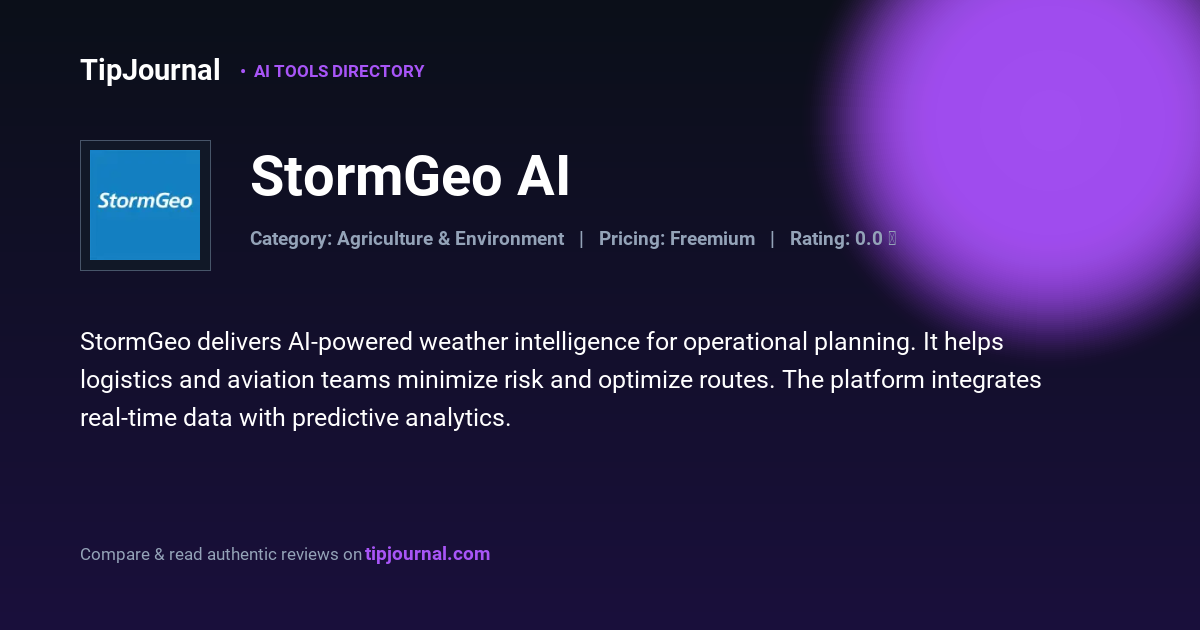 StormGeo AI — Operational Weather Intelligence | TipJournal